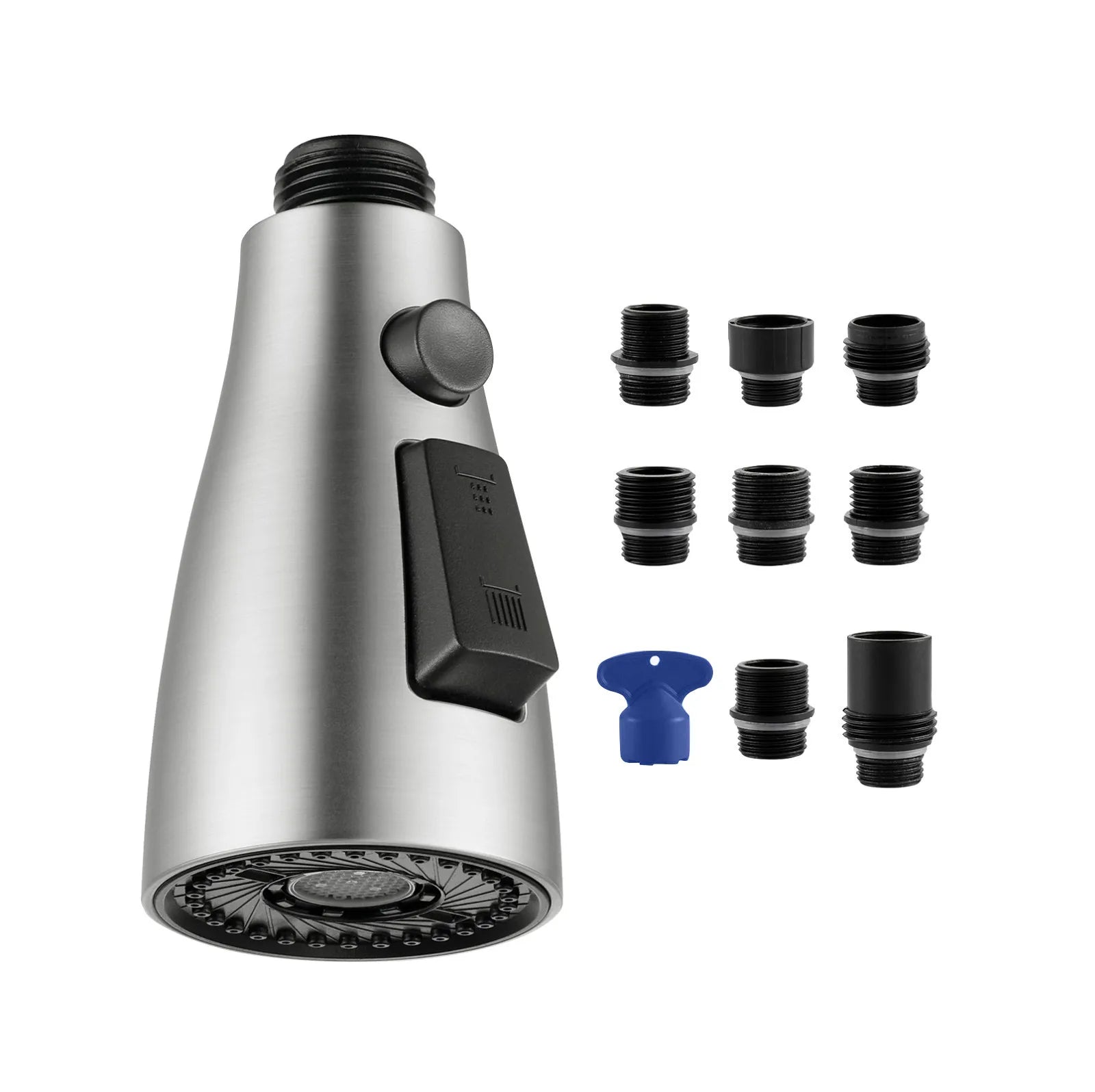 Kitchen Faucet Head Replacement, Premium 3 Function Pull Down Spray Head With 9 Adapters, Kitchen Sink Faucet Head Compatible