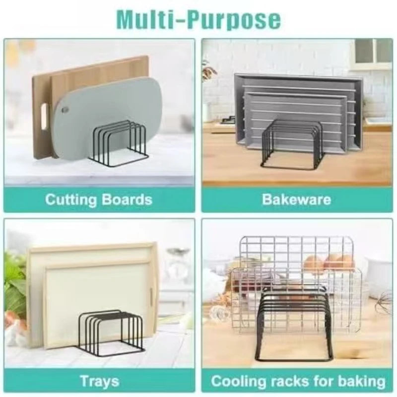 5-Tier Kitchen Cutting Board Rack, Carbon Steel Cutting Board Rack, Kitchen Pot Lid Storage Rack - Kitchen Organizer And Storage