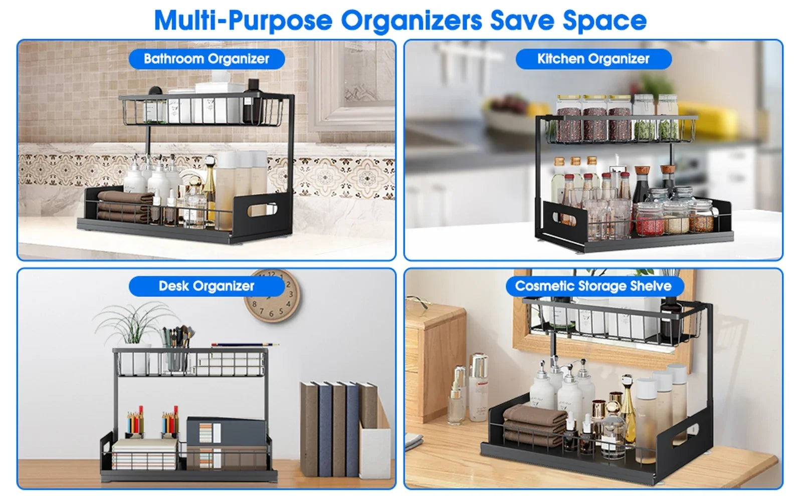 Kitchen Storage Magic Tool！Double-layer Pull-out Basket Under Sink，Easily Transform Unusable Space，Expand Storage Capacity by Do
