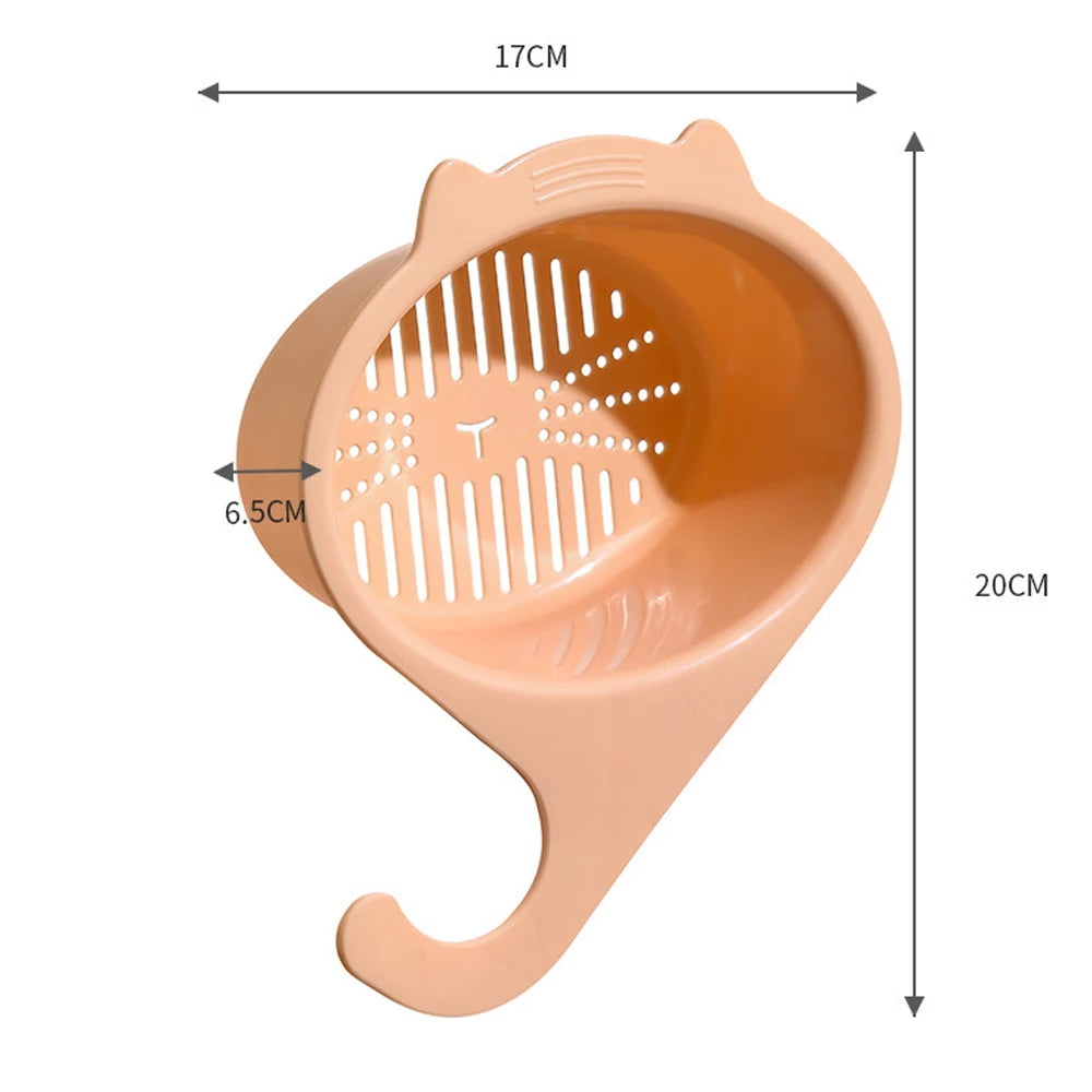Kitchen Sink Drain Basket Multifunctional Cat Shape Faucet Filter Basket Shelf For Fruit And Vegetable Organizer Kitchen Gadgets
