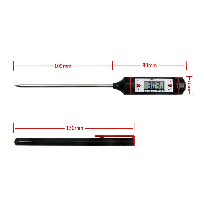 Kitchen Meat Thermometer Probe Type Digital Food Thermometer Cooking 300℃ Electronic Temperature Heat Gauge For Meat BBQ Milk