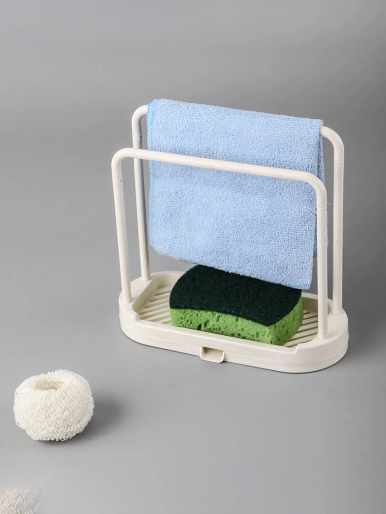 Kitchen Cloth Rack, Double-Layer Dishwashing Cloth Drain Rack, Sink Storage Rack, Countertop Sponge Steel Wire Ball Storage Rack