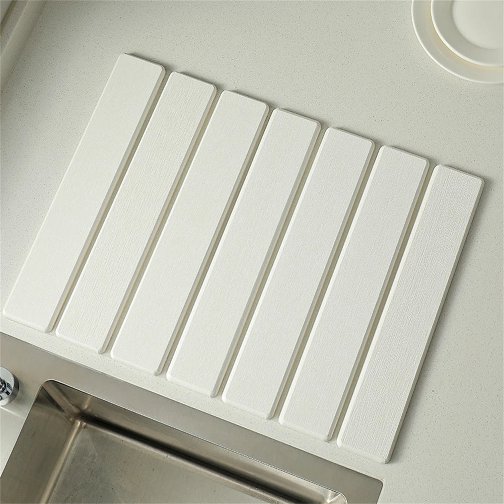 Kitchen Drying Mat Foldable Stone Dish Absorbent Drying Mat Non-slip Reusable Dish Drainer Mat Kitchen Accessories