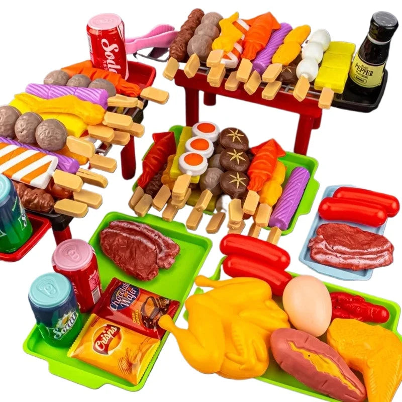 Complete simulate Play Kitchen Set for Kids Simulation Food Cookware BBQ Educational Role Play Toys Fun Gifts for Girls
