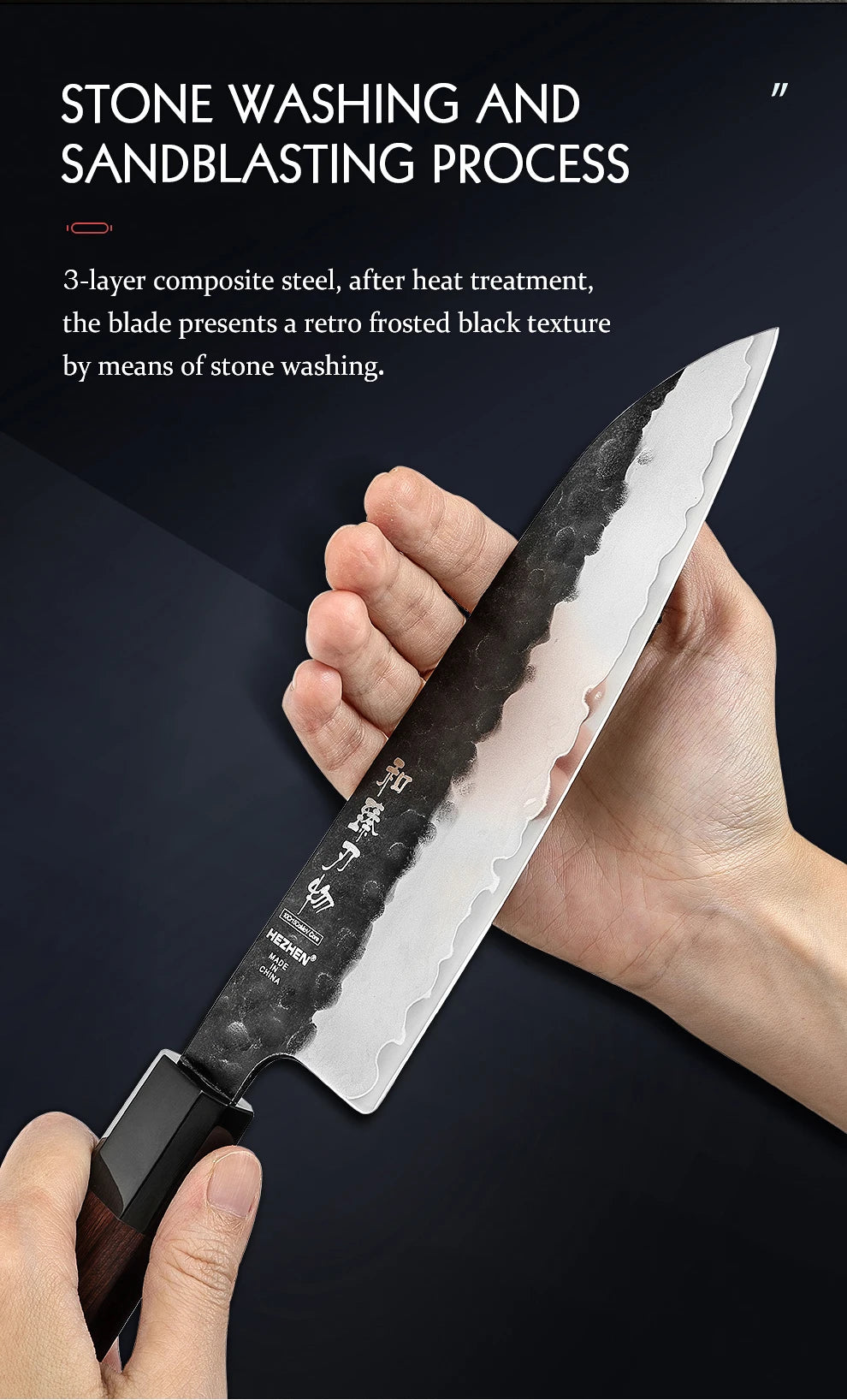 HEZHEN 1-3PC Kitchen Knife Set Chef Utility Santoku Professional Clad Steel Japanese Cook For Meat Kitchen Knife Red Wood