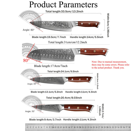 1/2/3/4PCS,Household 67 Layer Damascus Steel Kitchen Knife Fruit Vegetable Meat Cleaver Knife Cooking Knife Kitchen Tools