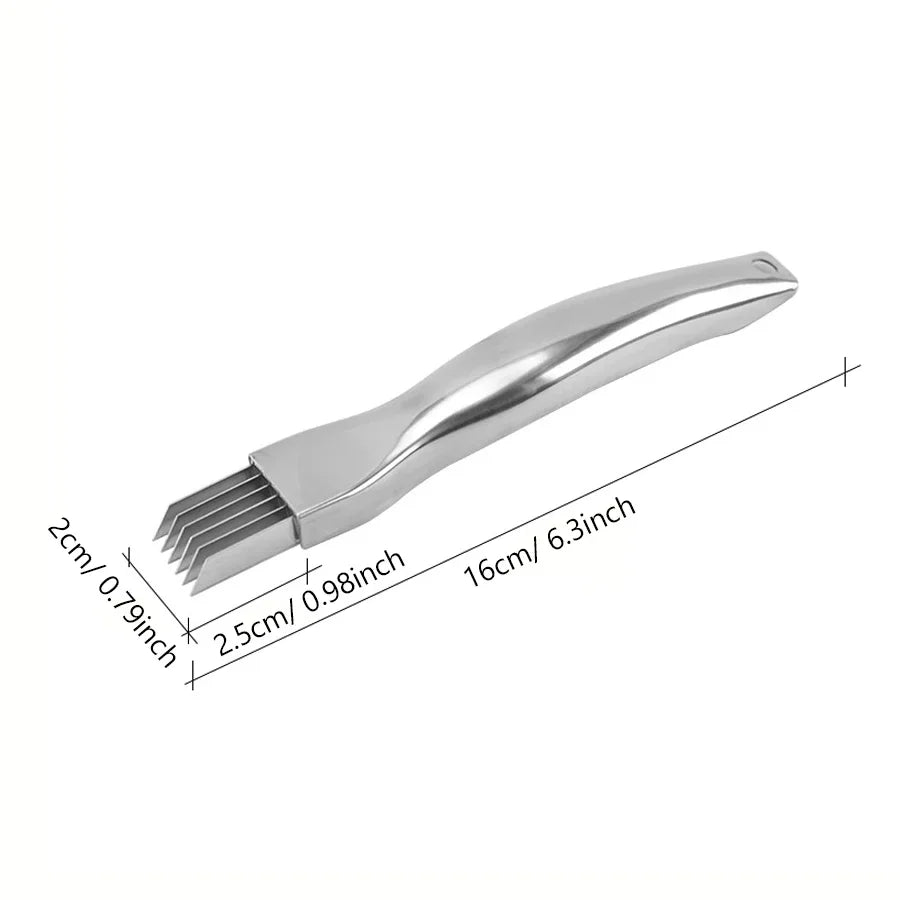 Kitchen Shred Silk The Knife, Stainless Steel Chopped Green Onion Knife, Curved Handle Design, Food Speedy Chopper Green Onion