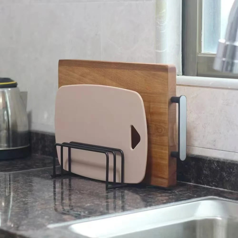5-Tier Kitchen Cutting Board Rack, Carbon Steel Cutting Board Rack, Kitchen Pot Lid Storage Rack - Kitchen Organizer And Storage