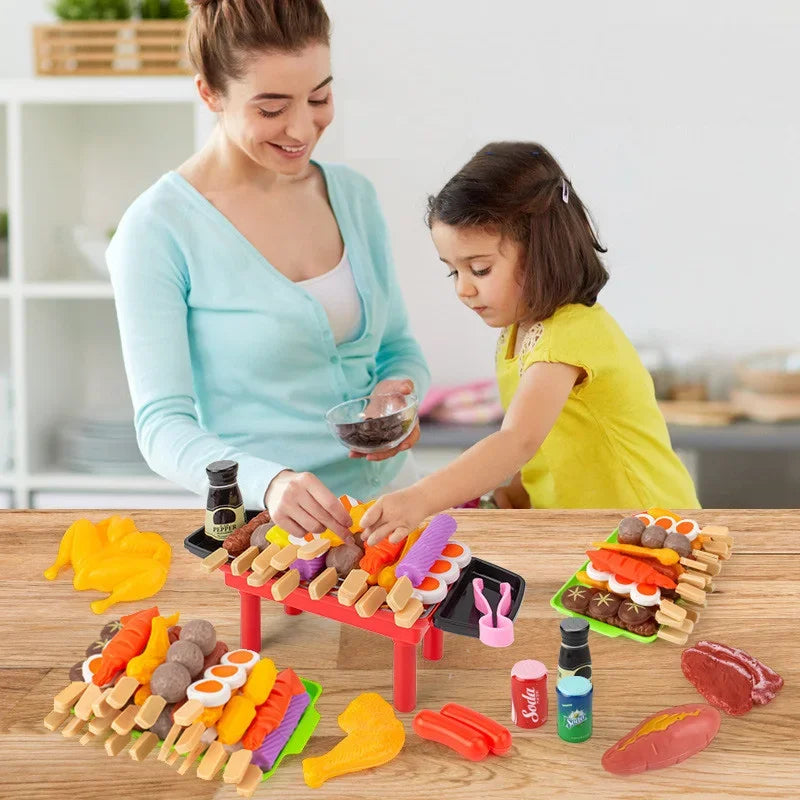 Complete simulate Play Kitchen Set for Kids Simulation Food Cookware BBQ Educational Role Play Toys Fun Gifts for Girls