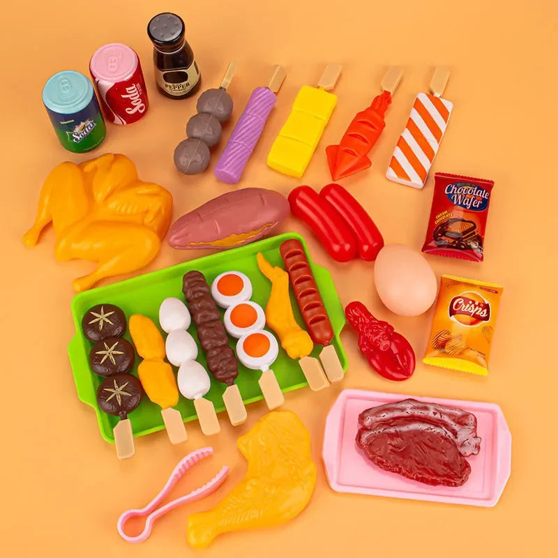 Complete simulate Play Kitchen Set for Kids Simulation Food Cookware BBQ Educational Role Play Toys Fun Gifts for Girls