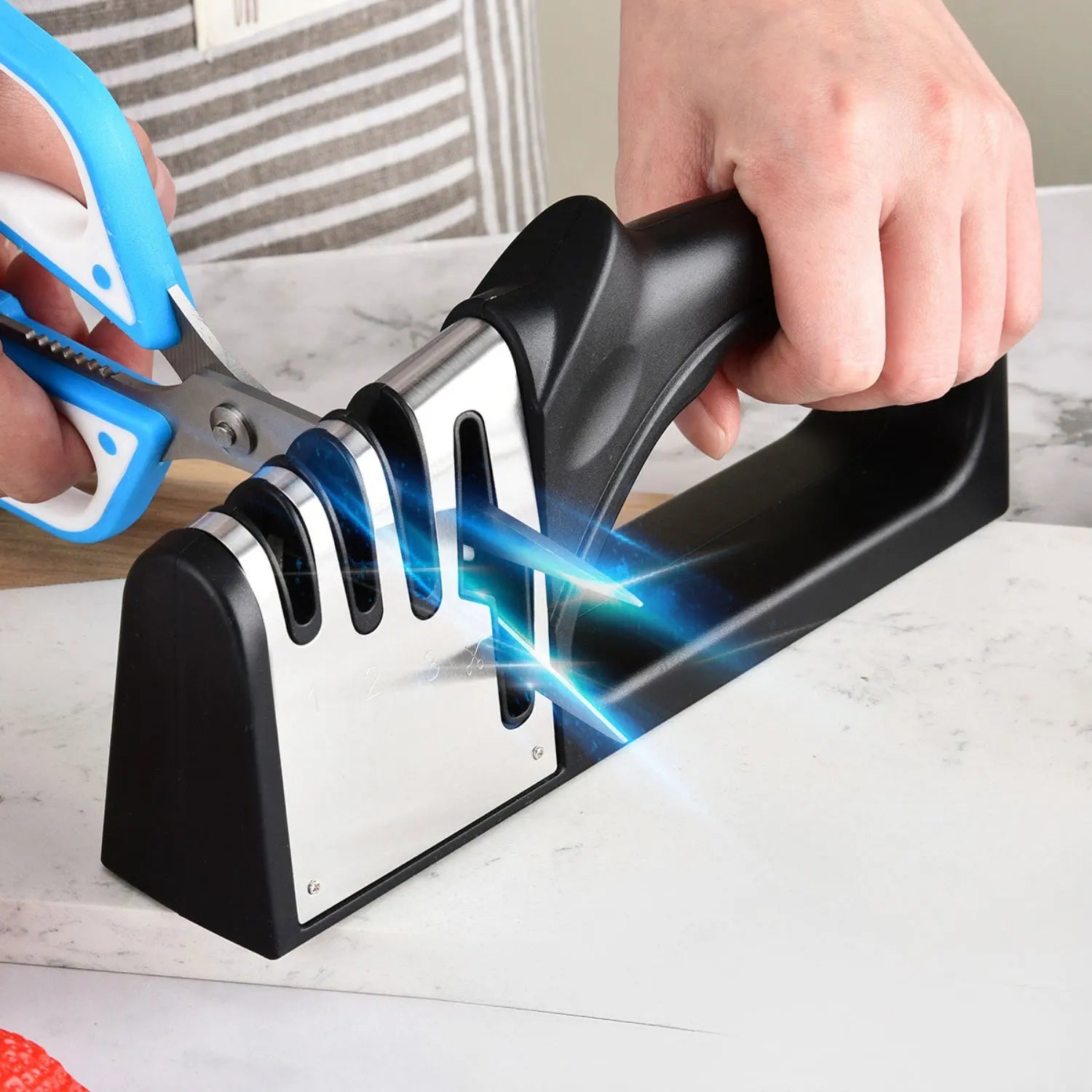Kitchen 4 Segment Knife Sharpener Multifunctional Portable Non-slip Base Knife Sharpener Household Kitchen Gadgets Accessories