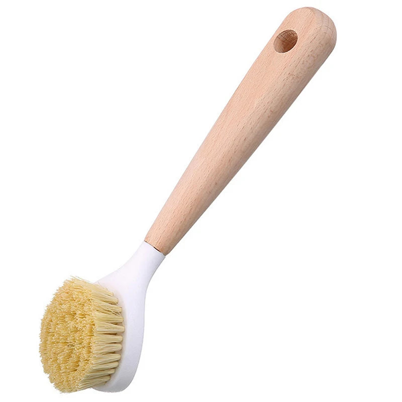 Kitchen Cleaning Brush Natural Wooden Handle Cleaning Brush Dishwashing Brush Cast Iron Frying Pan Brush