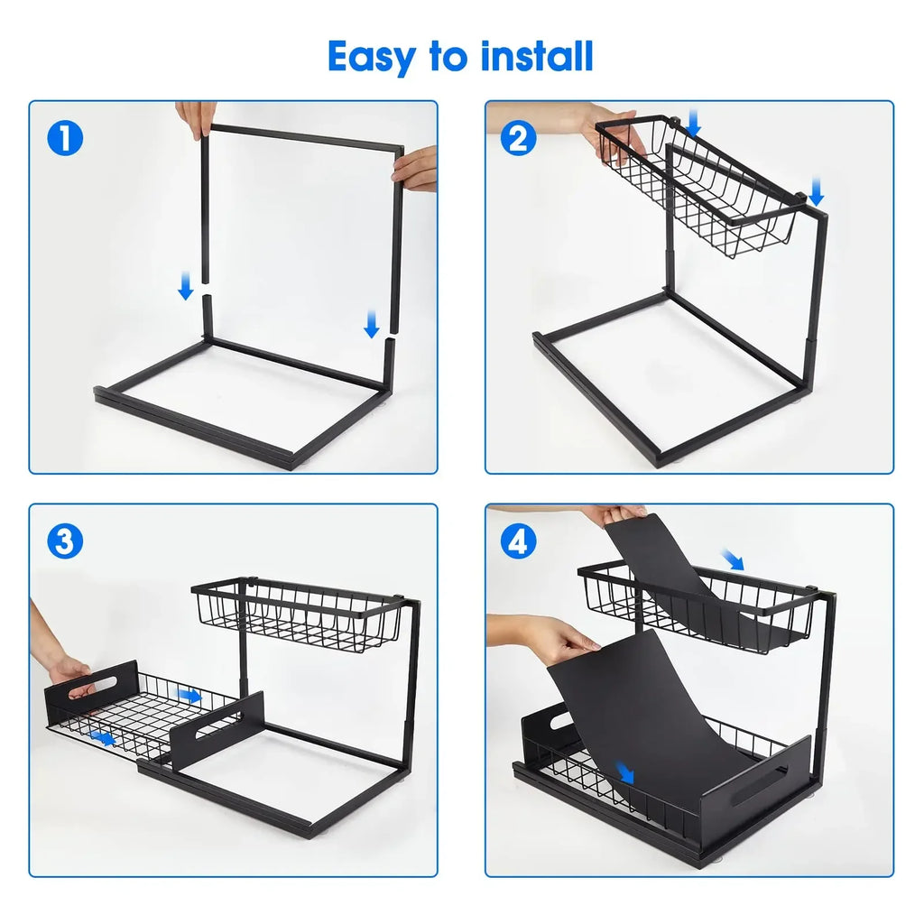Kitchen Storage Magic Tool！Double-layer Pull-out Basket Under Sink，Easily Transform Unusable Space，Expand Storage Capacity by Do