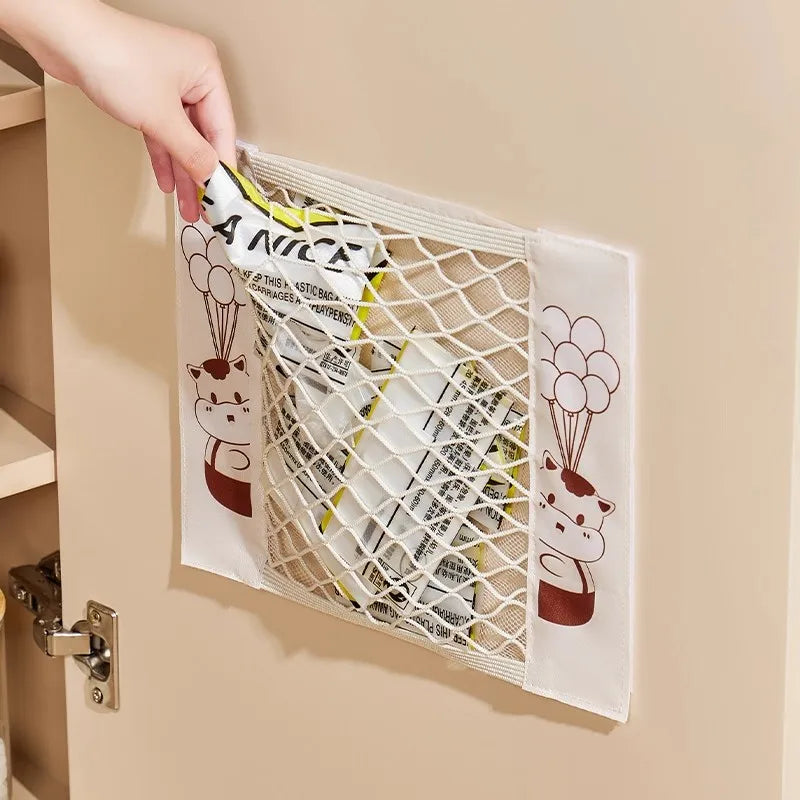 Kitchen storage bag, garbage bag, storage artifact without punching, household wall mounted storage, hanging bag, plastic storag