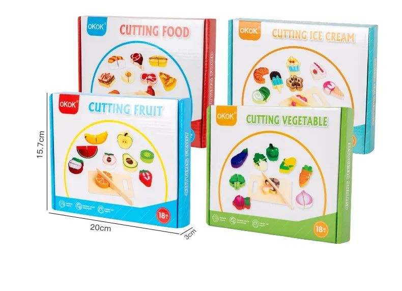 Simulation Kitchen Pretend Toy Wooden Classic Game Educational Toy For Children Kids Gift Cutting Fruit Vegetable Food Set