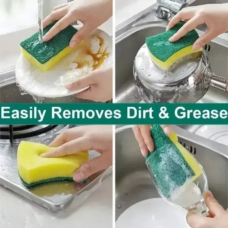 Kitchen Dishwashing Sponge Soft Absorbent Clean Rub Pot Rust Scouring Pad Removing Kits Household Cleaning Brush Sponge