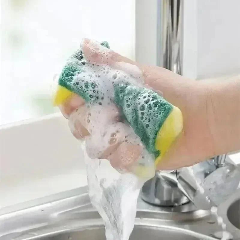 Kitchen Dishwashing Sponge Soft Absorbent Clean Rub Pot Rust Scouring Pad Removing Kits Household Cleaning Brush Sponge