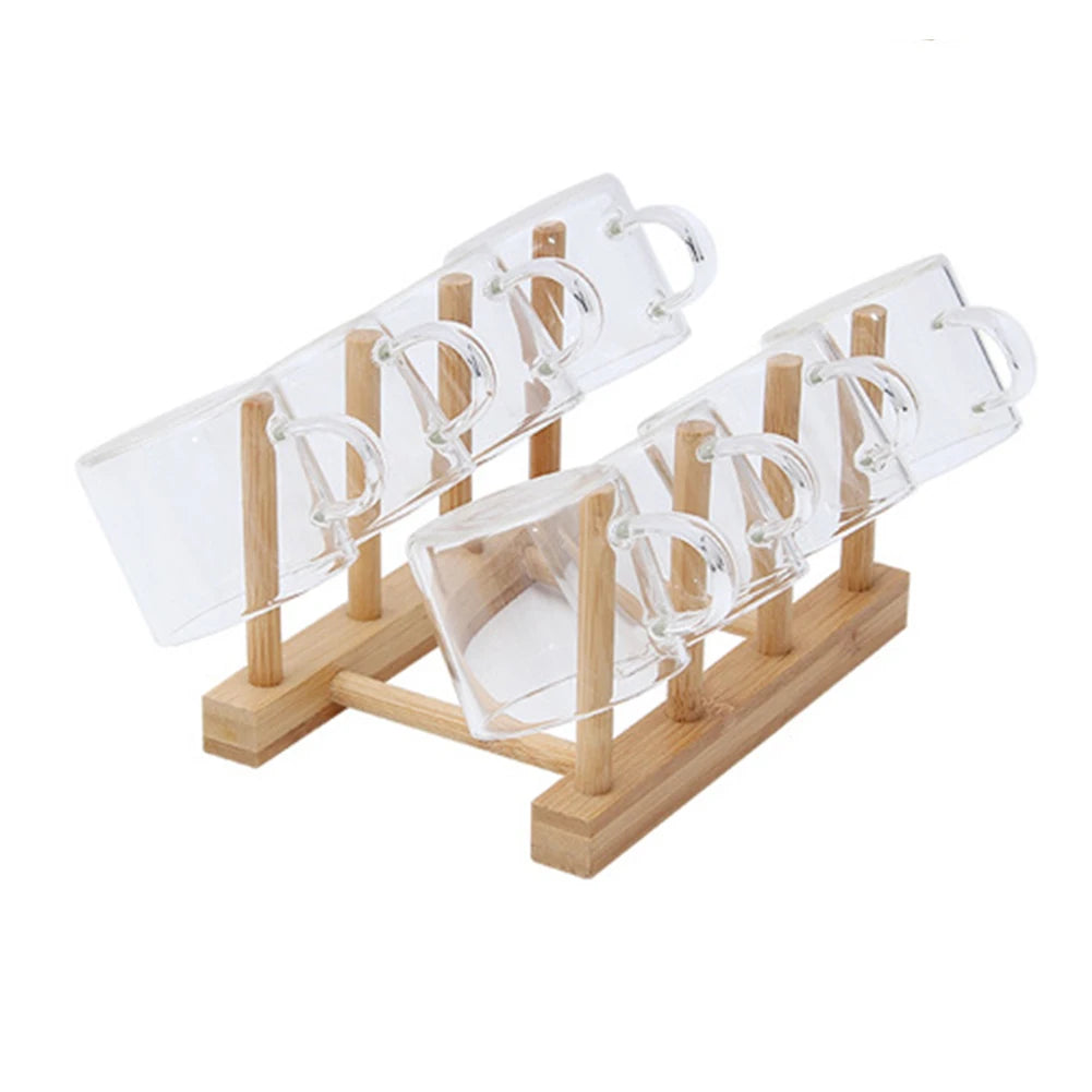 Kitchen Dish Drain Rack Dinnerware Storage Organizer Tray Plate Drying Shelf Wooden Book Cups Display Stand Drainer Holder