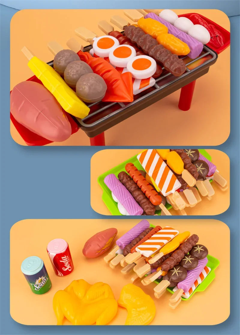Complete simulate Play Kitchen Set for Kids Simulation Food Cookware BBQ Educational Role Play Toys Fun Gifts for Girls
