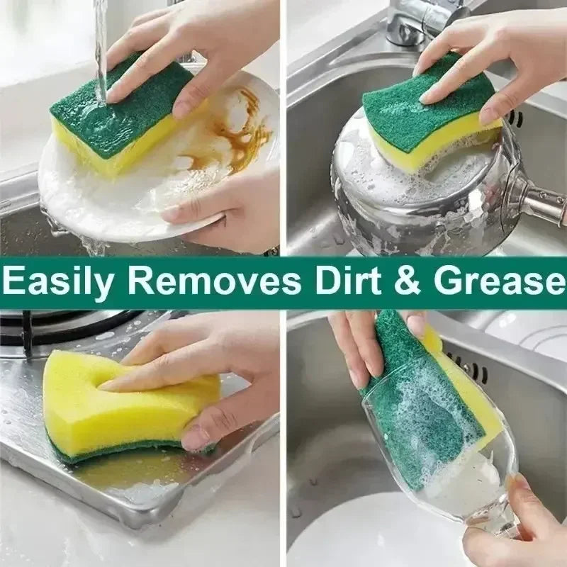 Kitchen Dishwashing Sponge Soft Absorbent Clean Rub Pot Rust Scouring Pad Removing Kits Household Cleaning Brush Sponge