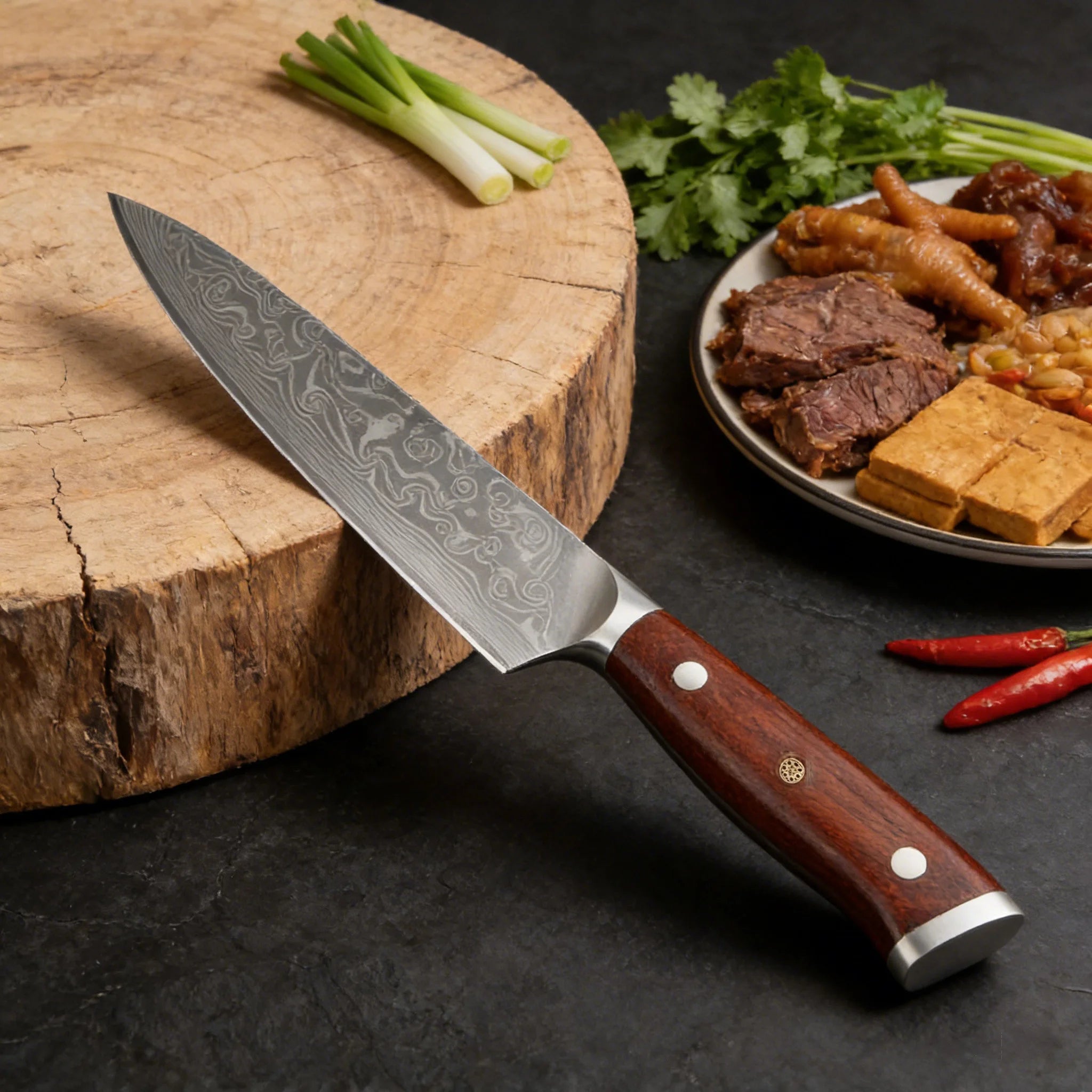 1/2/3/4PCS,Household 67 Layer Damascus Steel Kitchen Knife Fruit Vegetable Meat Cleaver Knife Cooking Knife Kitchen Tools