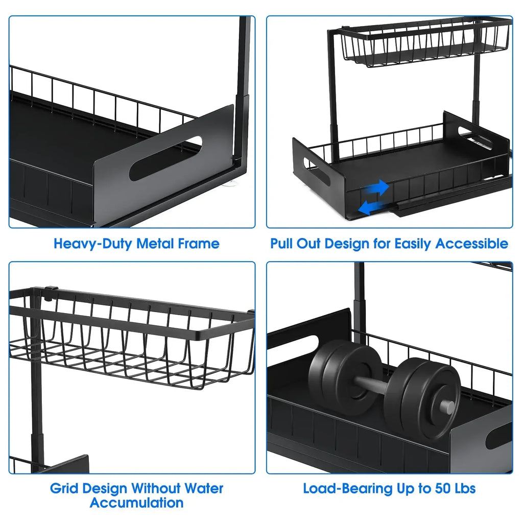 Kitchen Storage Magic Tool！Double-layer Pull-out Basket Under Sink，Easily Transform Unusable Space，Expand Storage Capacity by Do