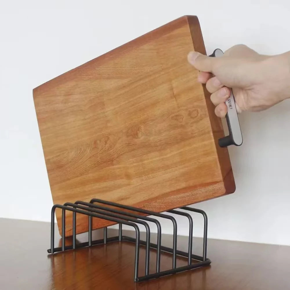 5-Tier Kitchen Cutting Board Rack, Carbon Steel Cutting Board Rack, Kitchen Pot Lid Storage Rack - Kitchen Organizer And Storage
