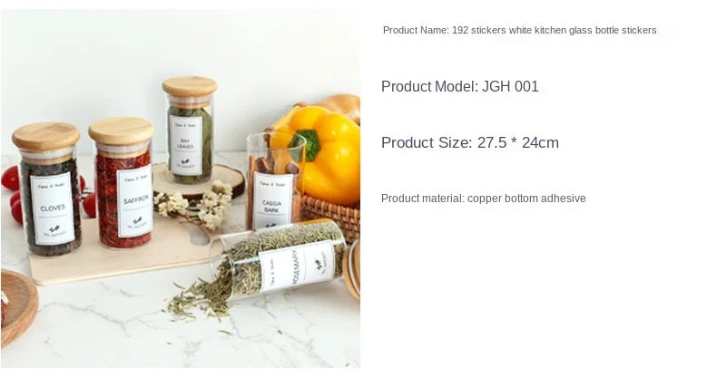 Kitchen Food Stickers Waterproof Food Spice Jar Label Seasoning Jar Sticker white black  Kitchen Canning Stickers Set