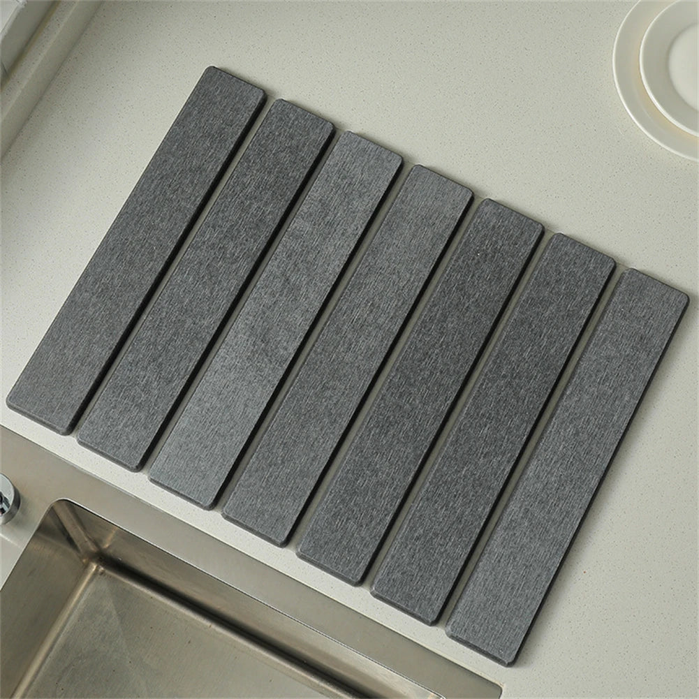 Kitchen Drying Mat Foldable Stone Dish Absorbent Drying Mat Non-slip Reusable Dish Drainer Mat Kitchen Accessories