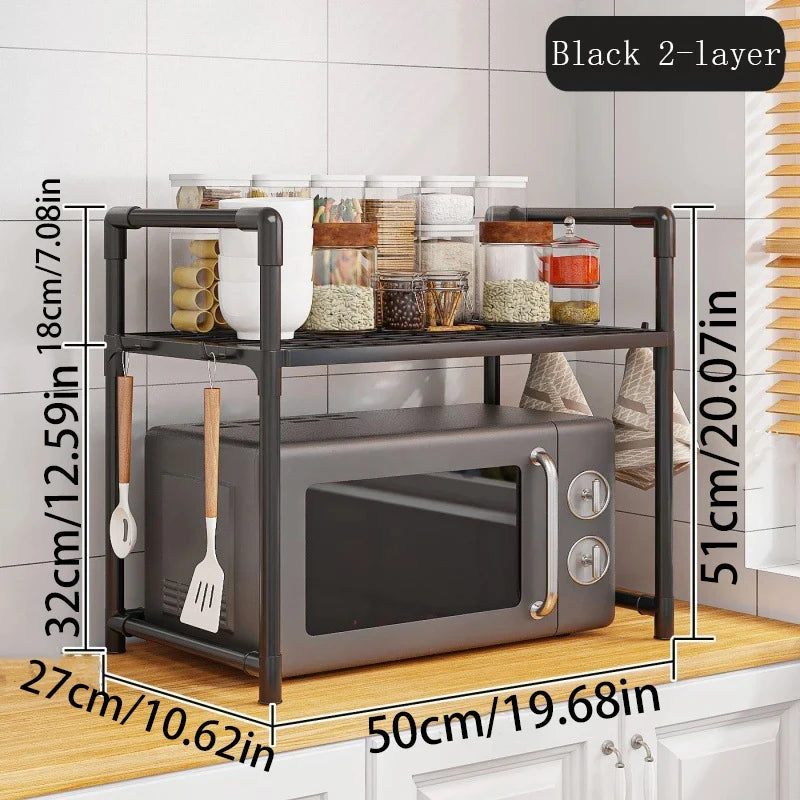 1 Microwave Storage Rack, Space Saving Countertop Kitchen Utensil And Cutlery Storage Rack, Plastic Kitchen Accessory Rack
