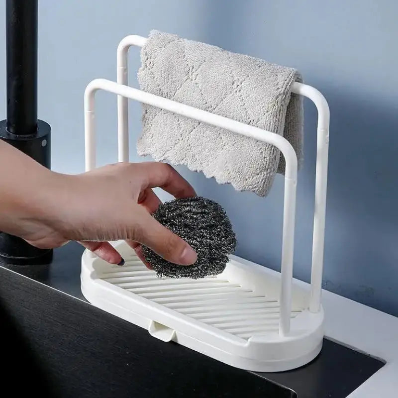 Kitchen Cloth Rack, Double-Layer Dishwashing Cloth Drain Rack, Sink Storage Rack, Countertop Sponge Steel Wire Ball Storage Rack