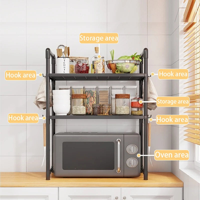 1 Microwave Storage Rack, Space Saving Countertop Kitchen Utensil And Cutlery Storage Rack, Plastic Kitchen Accessory Rack