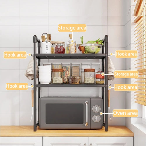 1 Microwave Storage Rack, Space Saving Countertop Kitchen Utensil And Cutlery Storage Rack, Plastic Kitchen Accessory Rack