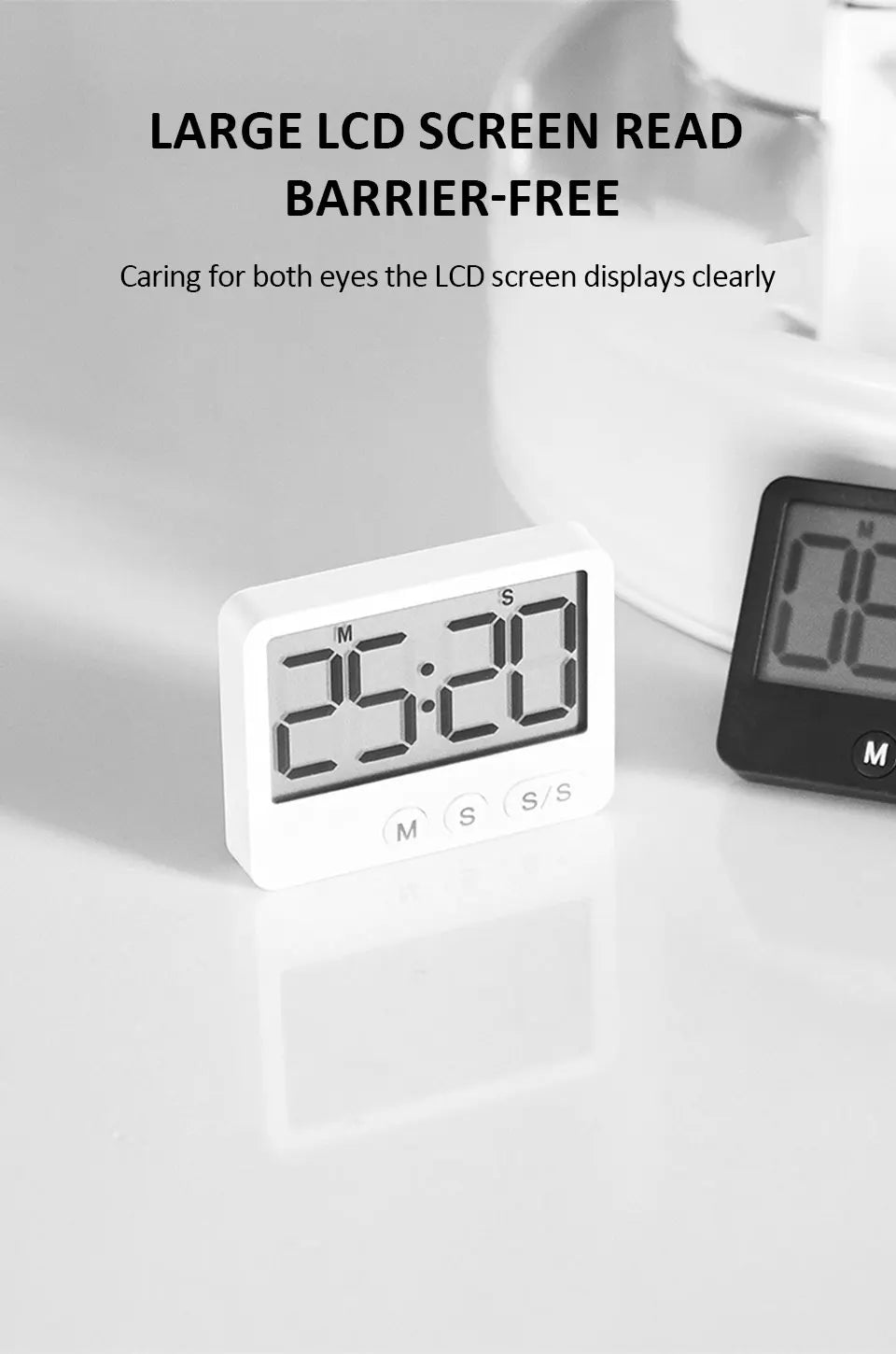 Kitchen Timer Digital Cooking Timer Magnetic Suction Countdown LCD Large Screen Digital Reminder Timer Study Countdown Timer