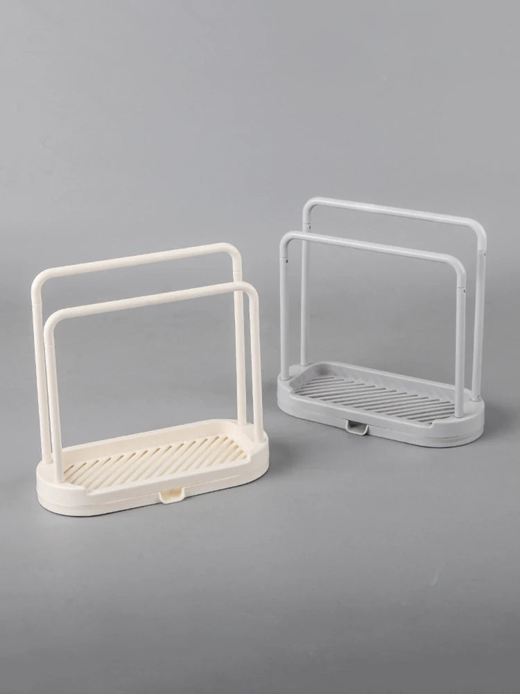 Kitchen Cloth Rack, Double-Layer Dishwashing Cloth Drain Rack, Sink Storage Rack, Countertop Sponge Steel Wire Ball Storage Rack