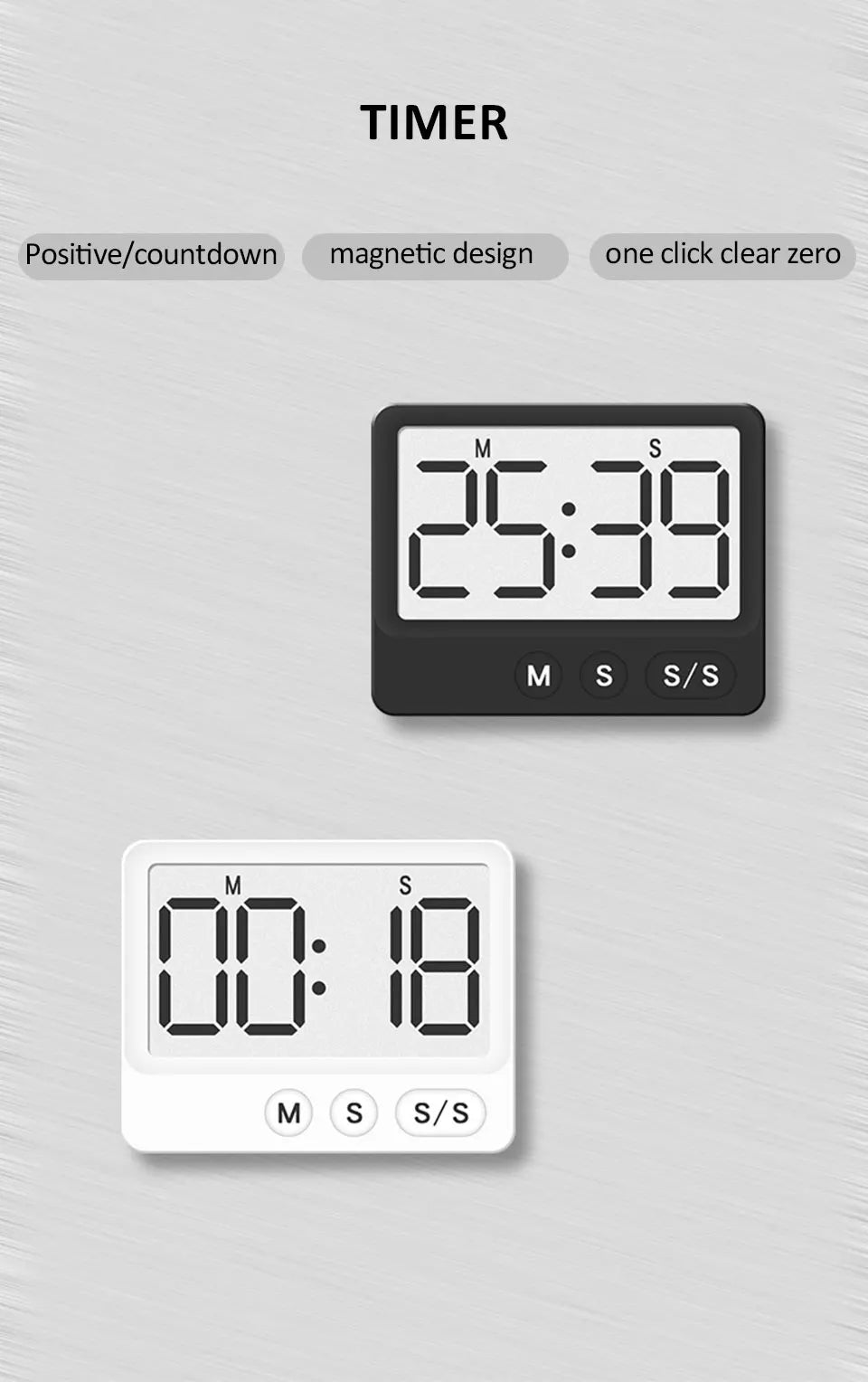 Kitchen Timer Digital Cooking Timer Magnetic Suction Countdown LCD Large Screen Digital Reminder Timer Study Countdown Timer