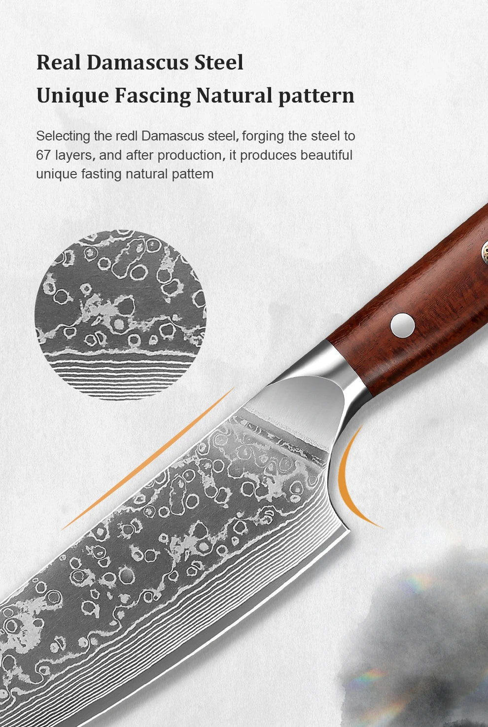 8 Inch Kitchen Chef Damascus Steel 67 Layers Japanese chef knife Chef's Knife with  's Knife Rosewood Handle