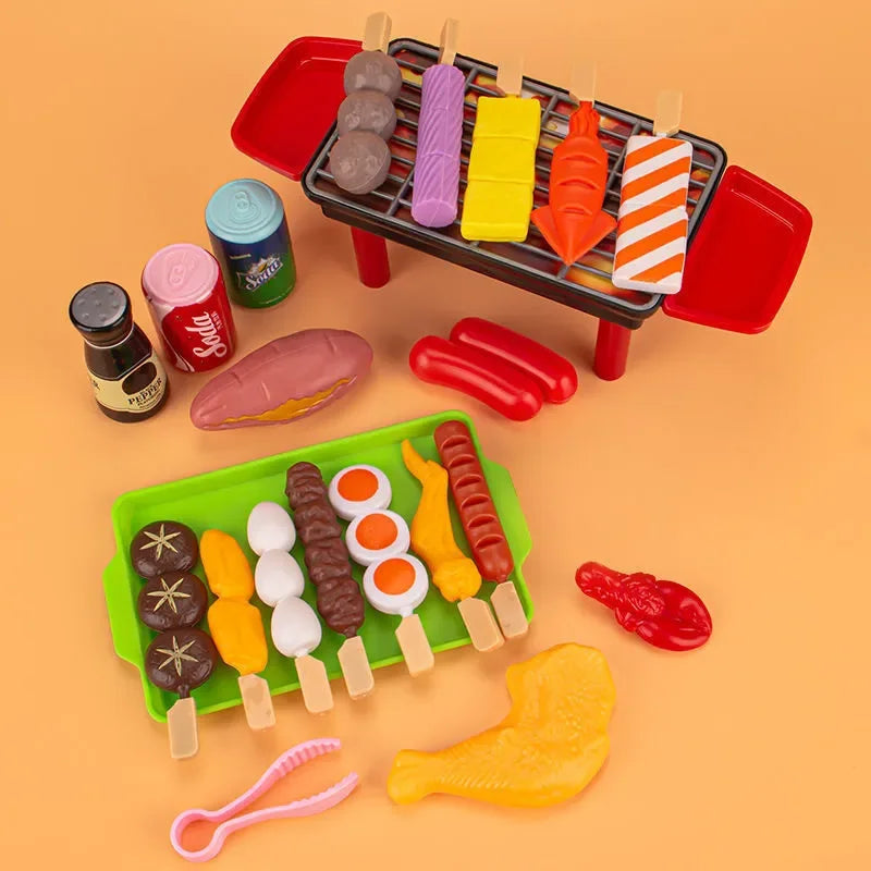 Complete simulate Play Kitchen Set for Kids Simulation Food Cookware BBQ Educational Role Play Toys Fun Gifts for Girls