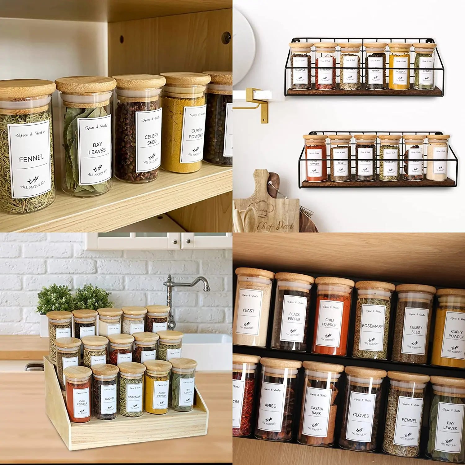 Kitchen Food Stickers Waterproof Food Spice Jar Label Seasoning Jar Sticker white black  Kitchen Canning Stickers Set
