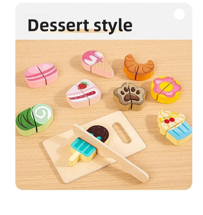 Simulation Kitchen Pretend Toy Wooden Classic Game Educational Toy For Children Kids Gift Cutting Fruit Vegetable Food Set