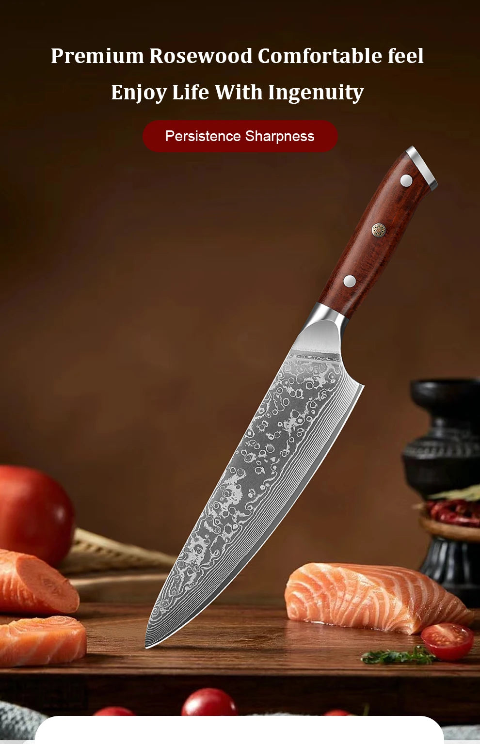 8 Inch Kitchen Chef Damascus Steel 67 Layers Japanese chef knife Chef's Knife with  's Knife Rosewood Handle