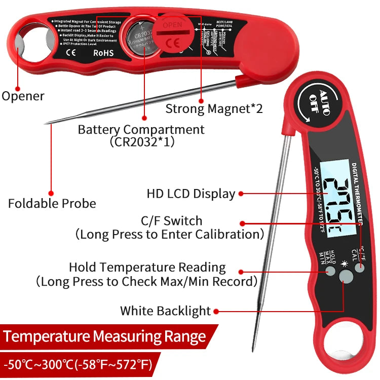 Kitchen tools Digital Food Thermometer for Cooking and Baking Kit Instant Read Meat Thermometer with Backlight Hold Function