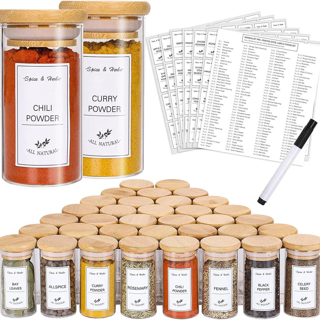 Kitchen Food Stickers Waterproof Food Spice Jar Label Seasoning Jar Sticker white black  Kitchen Canning Stickers Set