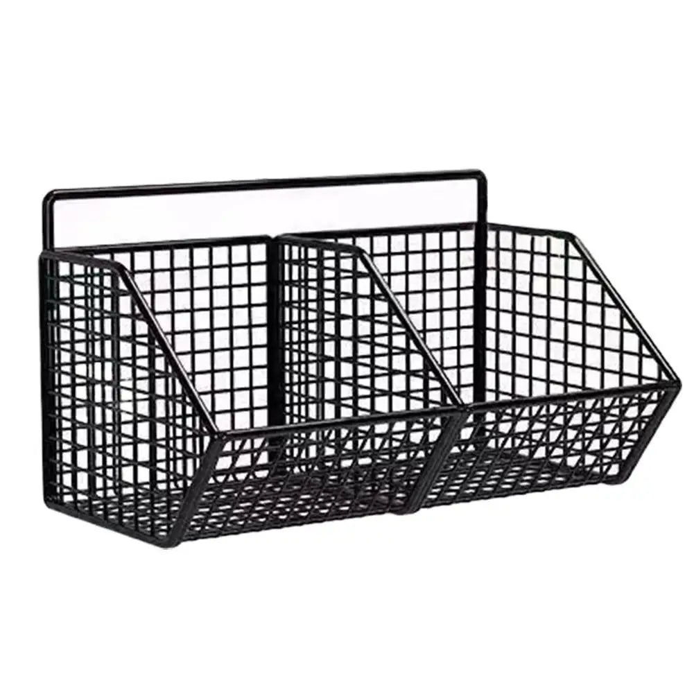 Wall-mounted Kitchen Storage Basket Perforation-free Iron Partition Storage Rack for Kitchen Ingredients Sorting Storage Basket