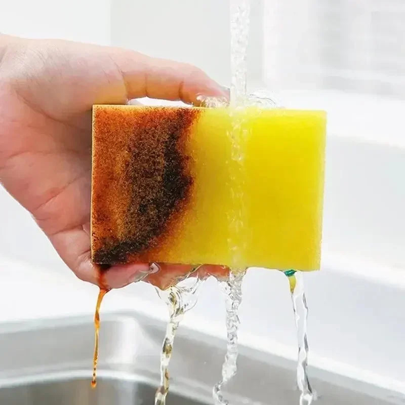 Kitchen Dishwashing Sponge Soft Absorbent Clean Rub Pot Rust Scouring Pad Removing Kits Household Cleaning Brush Sponge
