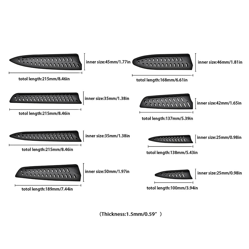 Kitchen Knife Sheath Black Plastic Knife Covers Knife Blade Protector Cover Edge Guards Case Boning Fruit Bread Chef Knife Tool