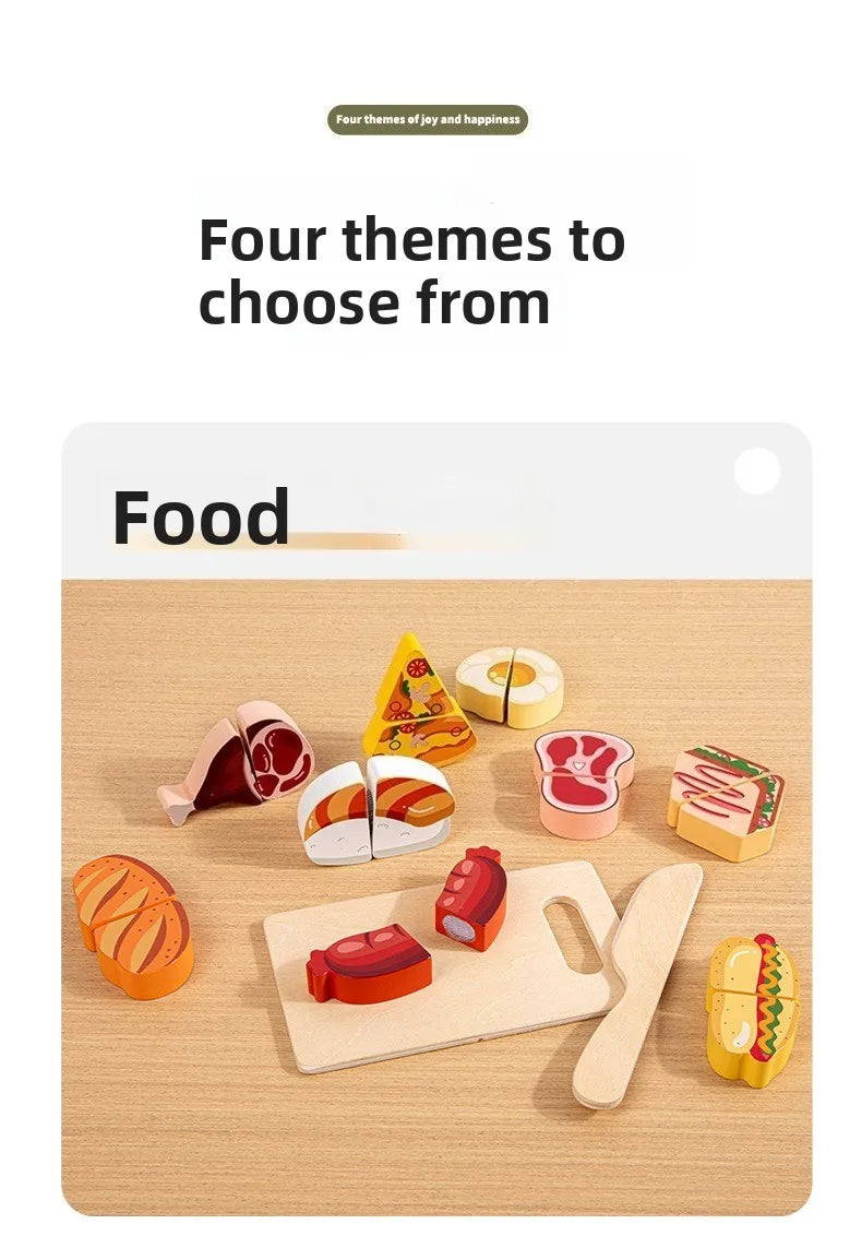 Simulation Kitchen Pretend Toy Wooden Classic Game Educational Toy For Children Kids Gift Cutting Fruit Vegetable Food Set