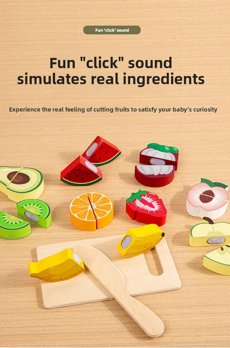 Simulation Kitchen Pretend Toy Wooden Classic Game Educational Toy For Children Kids Gift Cutting Fruit Vegetable Food Set