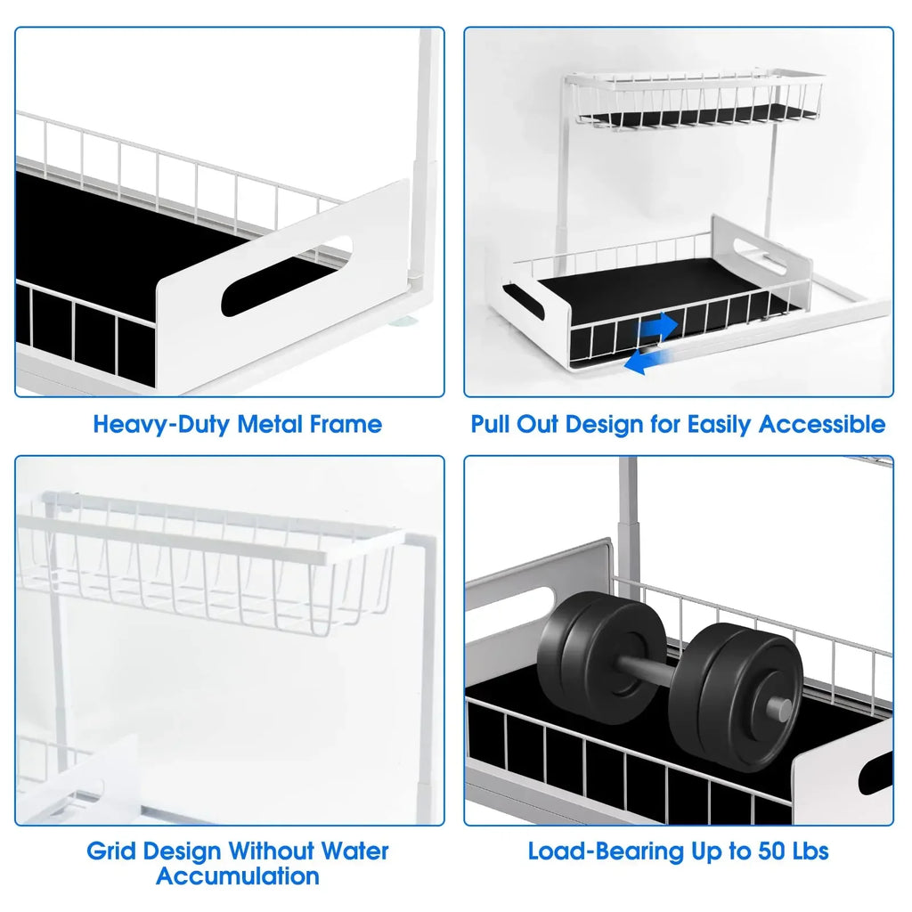 Kitchen Storage Magic Tool！Double-layer Pull-out Basket Under Sink，Easily Transform Unusable Space，Expand Storage Capacity by Do